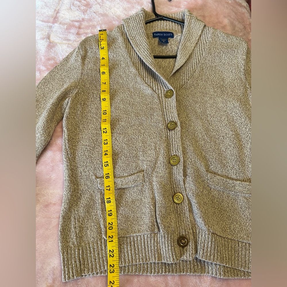 Karen Scott Women's Tan Button-Up Cardigan - Picture 7 of 10